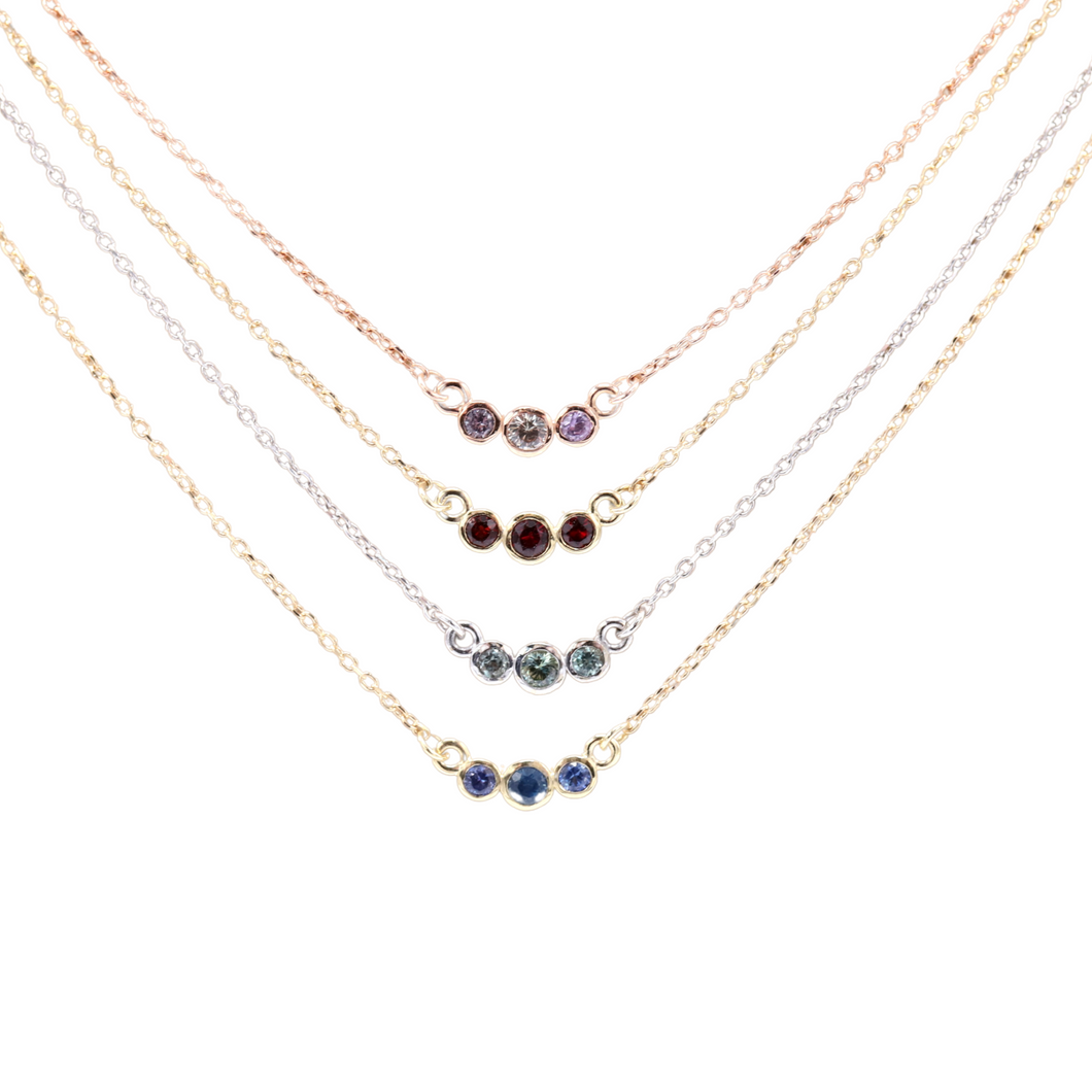 3-stone bezel necklaces