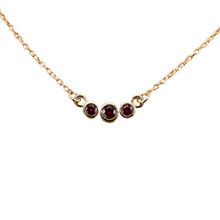 Load image into Gallery viewer, 3-stone garnet bezel necklace
