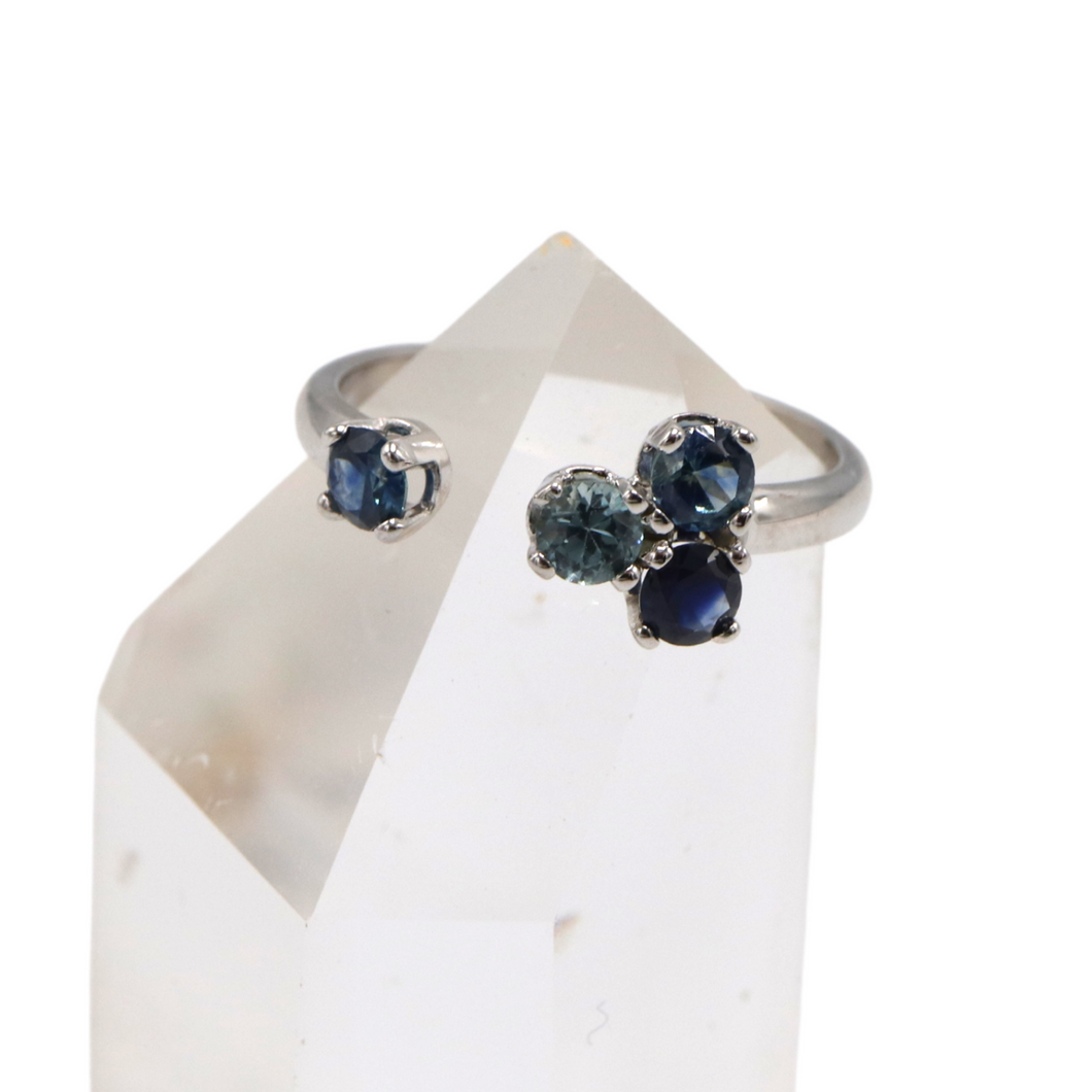 Montana sapphire cluster ring in blues