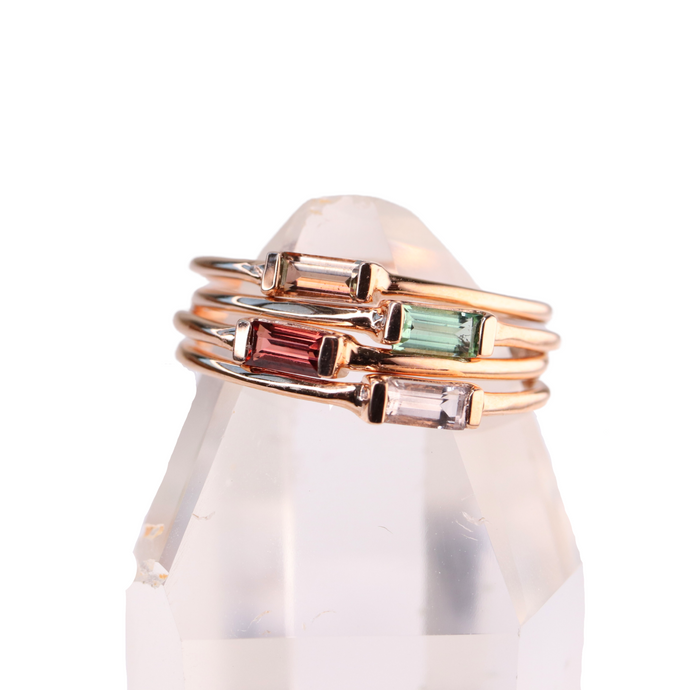 andalusite baguette stacking ring