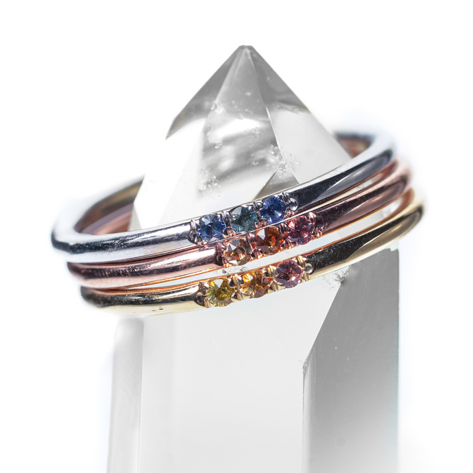 Montana sapphire stacking rings