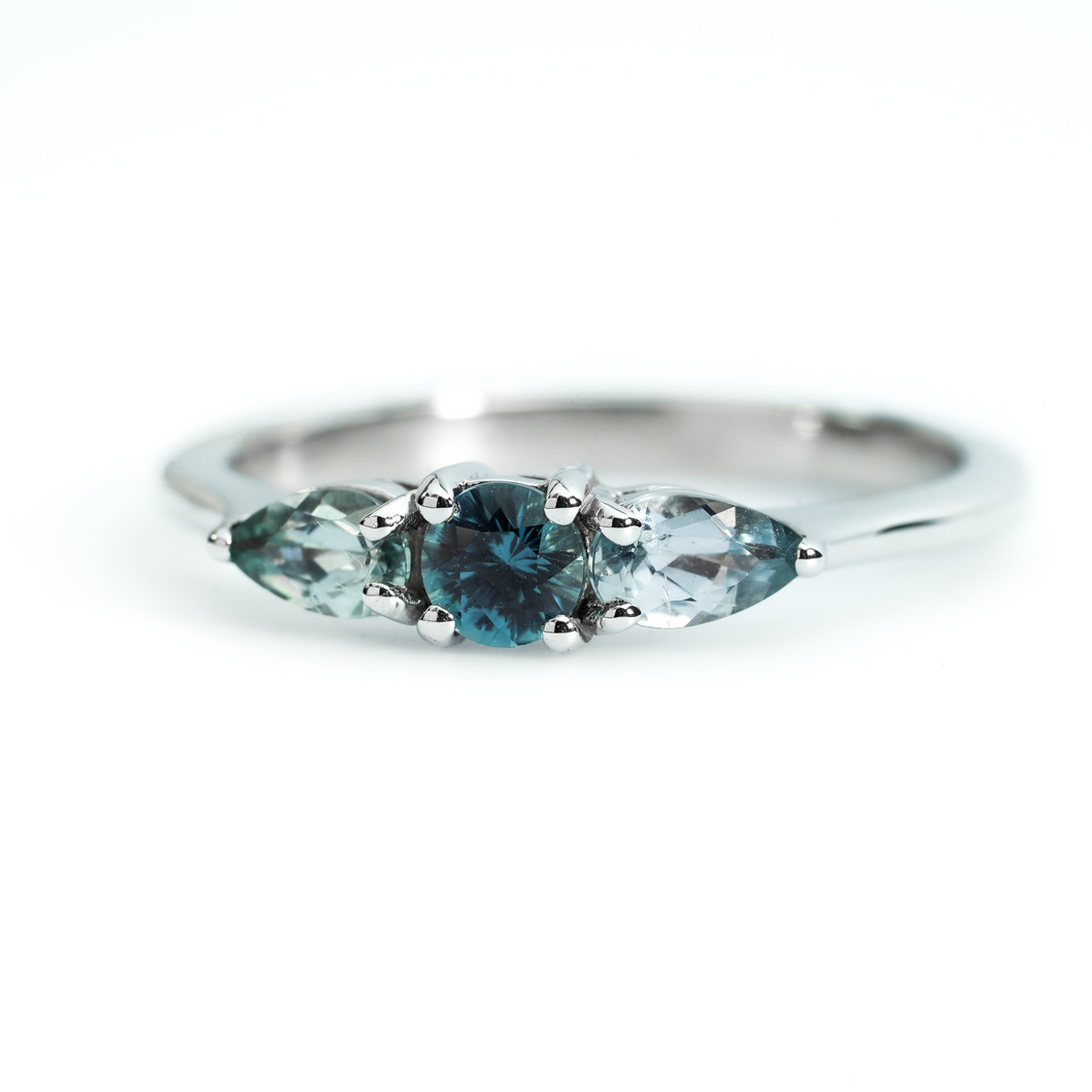 Montana sapphire three-stone ring