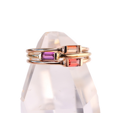 Load image into Gallery viewer, grape garnet baguette stacking ring
