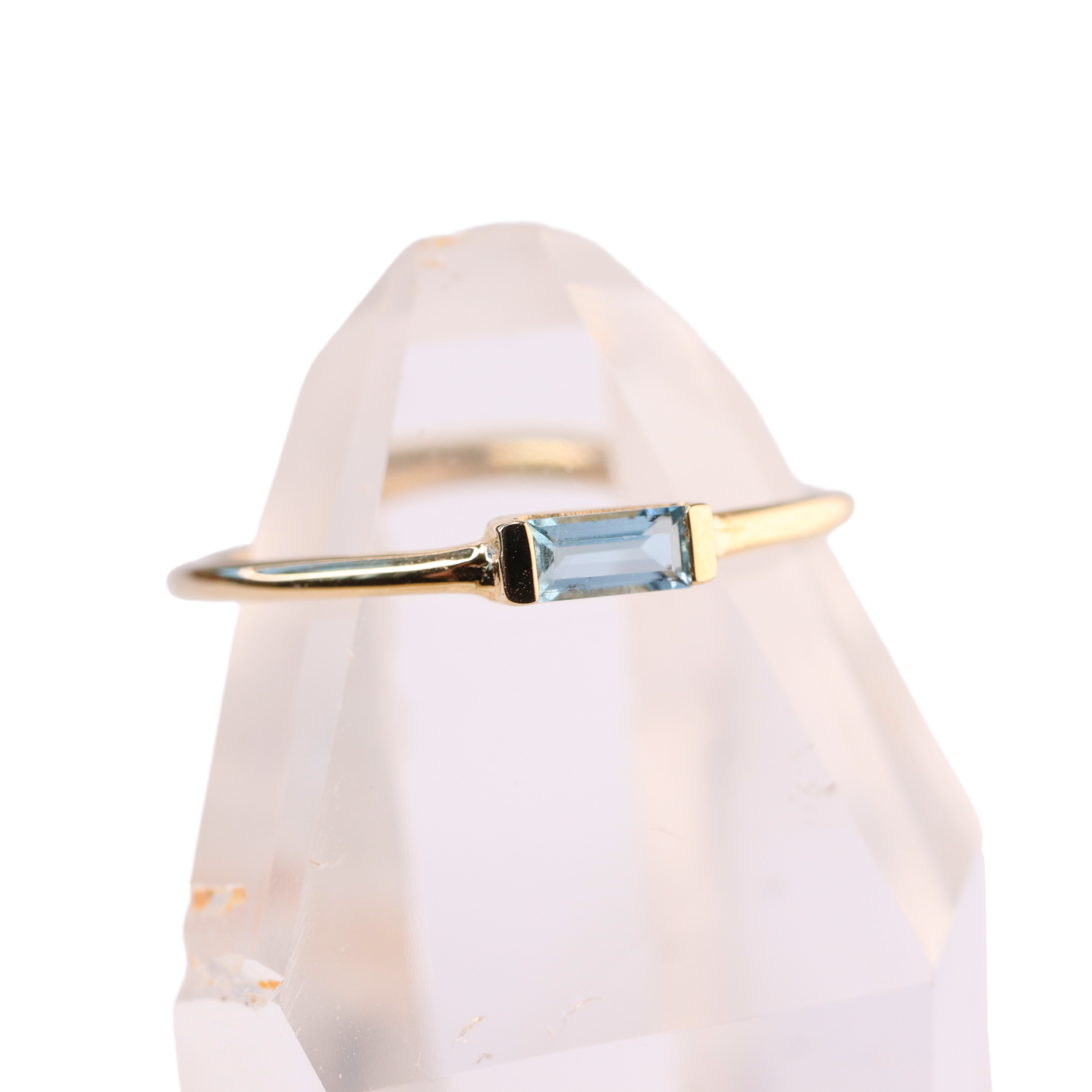 Aquamarine Straight Baguette Stacking Ring – Marrow Fine