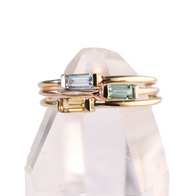 Load image into Gallery viewer, grossular garnet baguette stacking ring

