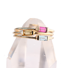 Load image into Gallery viewer, aquamarine baguette stacking ring
