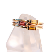 Load image into Gallery viewer, grossular garnet baguette stacking ring
